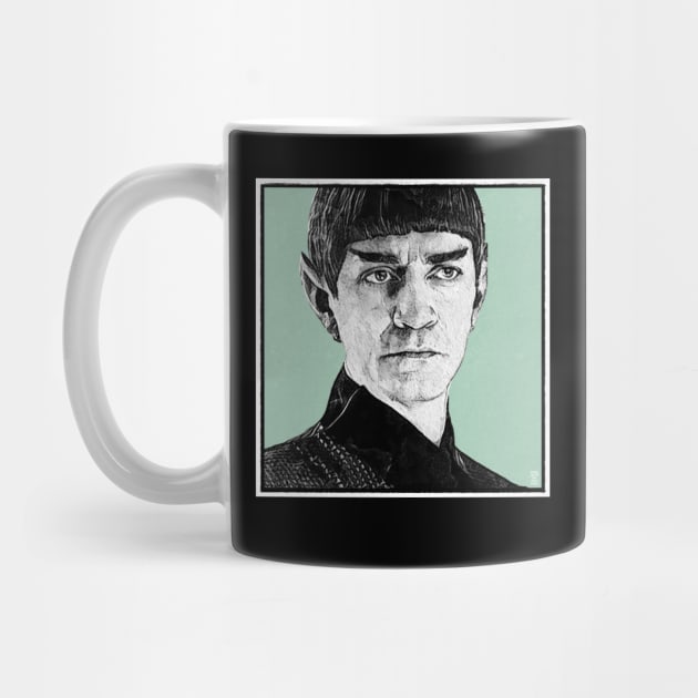 Disco Space Dad Monochrome Ink Portrait Coffee Cup Only by OrionLodubyal